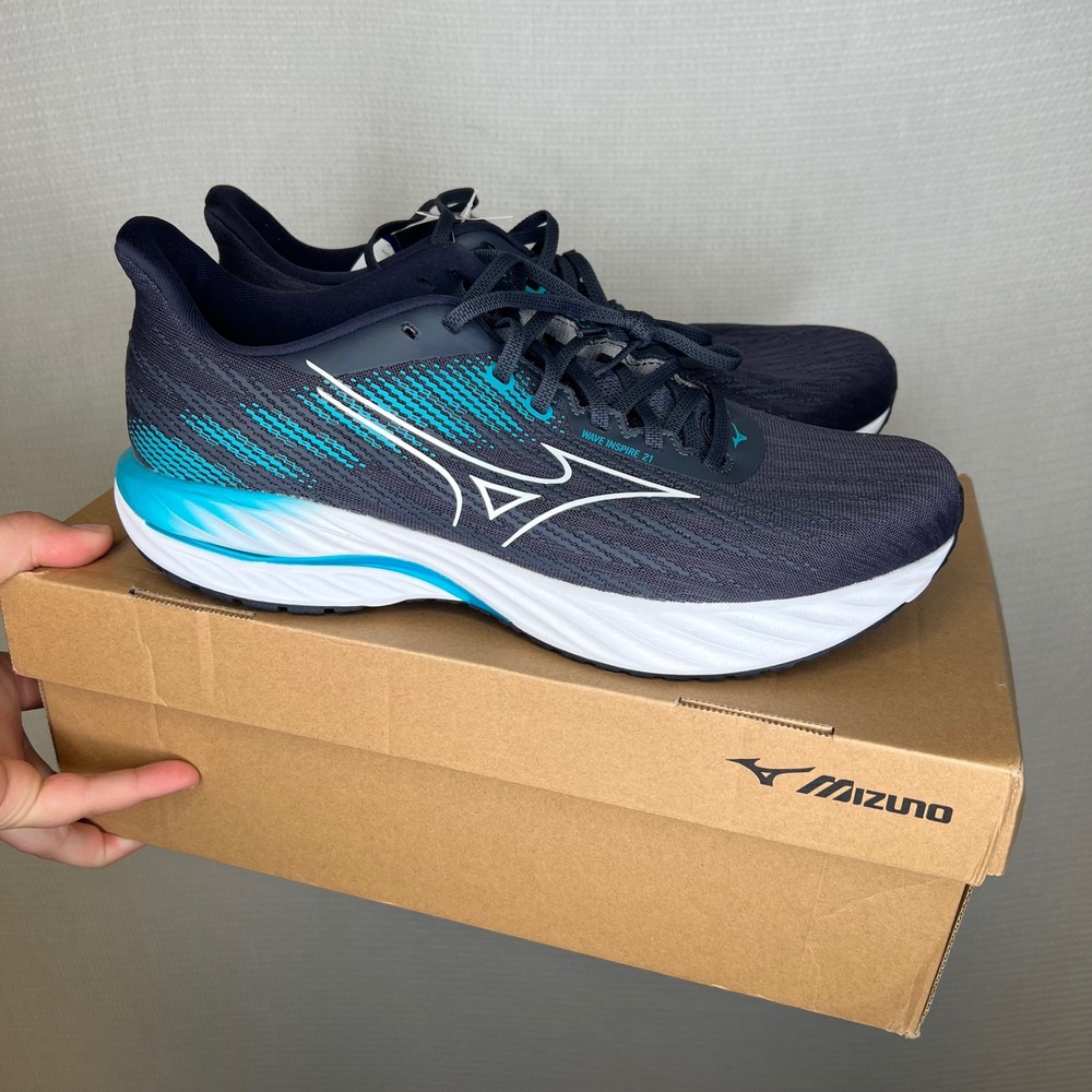 Mizuno Wave Inspire 21 2E Wide Men Running Shoes Grey Teal J1GC254551 Size 11.5